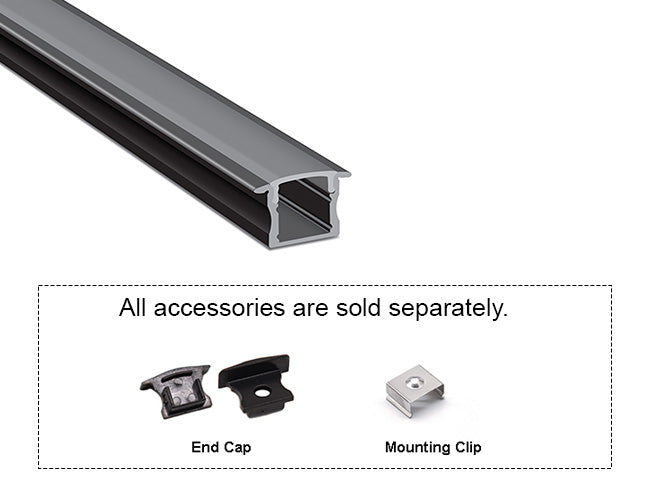 SLIM RECESS - YD 1201 Black Aluminum Channel + Black Diffuser - 94"