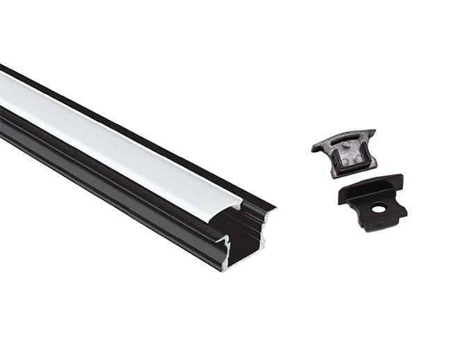 SLIM RECESS - YD 1201 Black Aluminum Channel + Milky Diffuser - 24"/94"