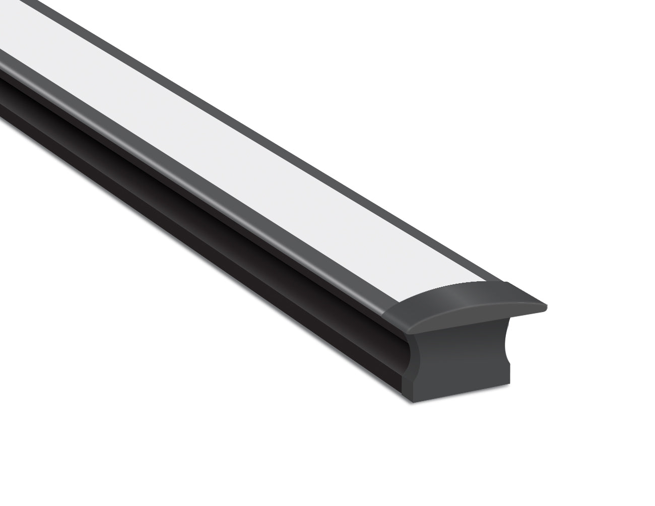 SLIM RECESS - YD 1201 Black Aluminum Channel + Milky Diffuser - 24"/94"