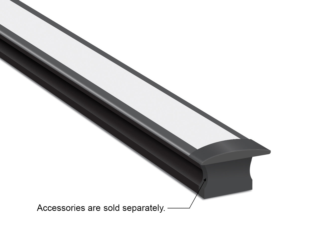 SLIM RECESS - YD 1201 Black Aluminum Channel + Milky Diffuser - 94"