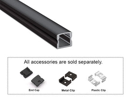 GL LED Slim Square YD-1202 Black Aluminum Channel with Black Diffuser delivers subtle, even illumination and a sleek, square-edge design. Built for efficient heat control and durability, it’s perfect for refined LED strip lighting applications.