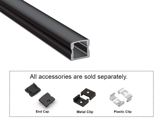 SLIM SQUARE - YD 1202 Black Aluminum Channel + Black Diffuser - 94"