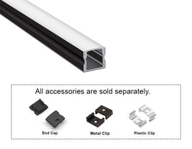 GL LED Slim Square YD-1202 Black Aluminum Channel with Milky Diffuser provides precise, uniform light diffusion and a modern square-edge profile. Designed for superior heat dissipation and long-lasting durability, it’s ideal for LED strip installations.