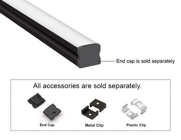 GL LED Slim Square YD-1202 Black Aluminum Channel with Milky Diffuser provides precise, uniform light diffusion and a modern square-edge profile. Designed for superior heat dissipation and long-lasting durability, it’s ideal for LED strip installations.