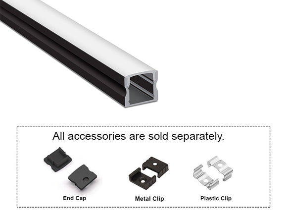 GL LED Slim Square YD-1202 Black Aluminum Channel with Milky Diffuser provides precise, uniform light diffusion and a modern square-edge profile. Designed for superior heat dissipation and long-lasting durability, it’s ideal for LED strip installations.
