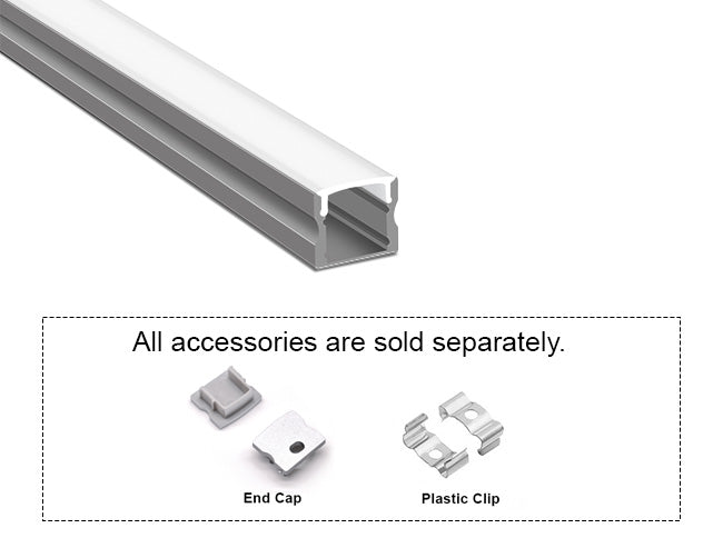 SLIM SQUARE - YD 1202 Silver Aluminum Channel + Milky Diffuser - 94"