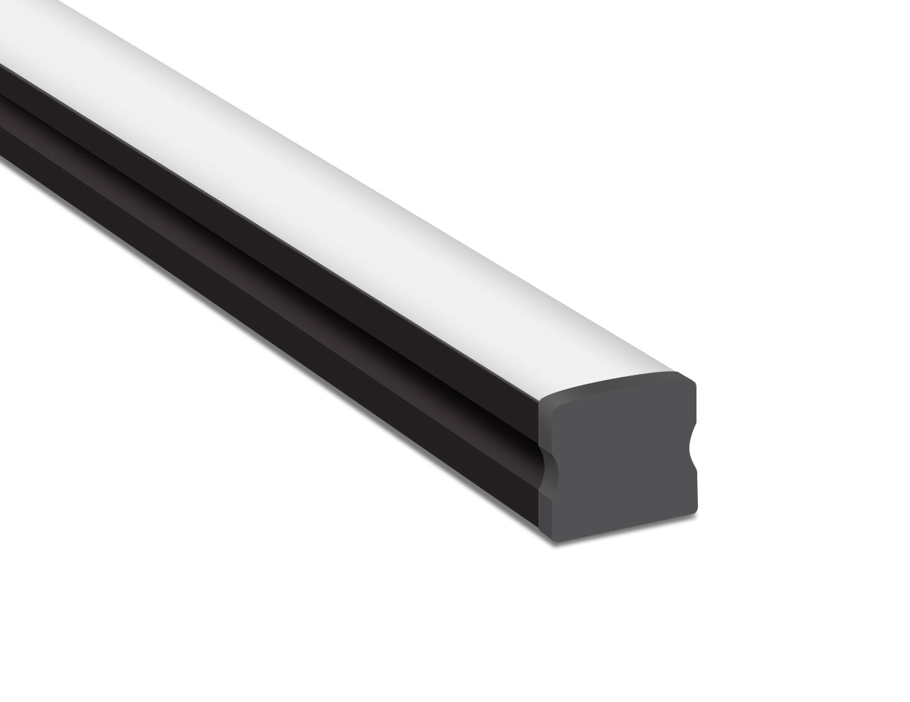 SLIM SQUARE - YD 1202 Black Aluminum Channel + Milky Diffuser - 94"