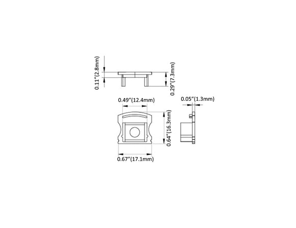 Aluminum Channel SLIM SQUARE Accessories - YD 1202 End Caps (pair)