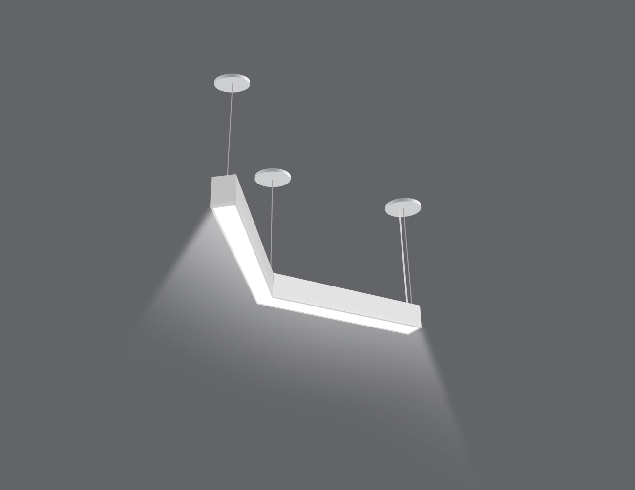 LED Linear Light - L8070 - Milky Flat Lens - 120° L Shape