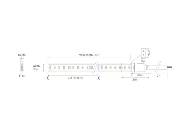 120V Dimmable LED Strip Light PRO-H White 1-10ft - 6
