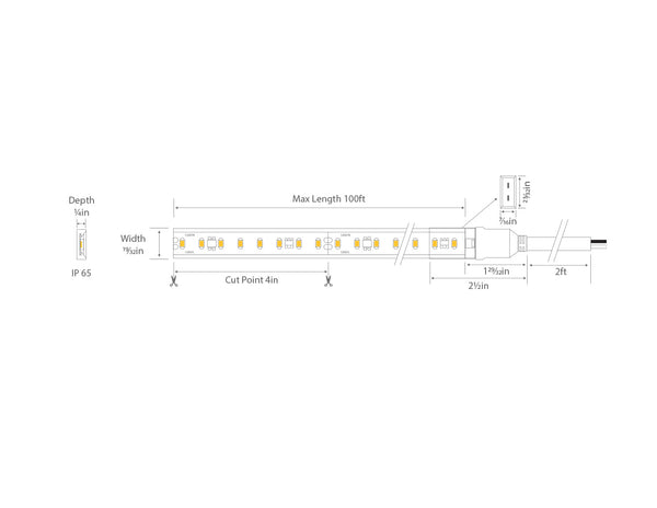 120V Dimmable LED Strip Light PRO-S 21-30ft - 6