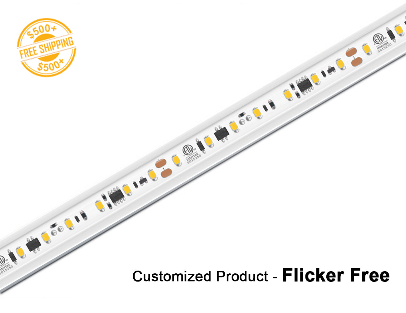 120V Dimmable LED Strip Light- FLICKER FREE 3000K 31-40ft