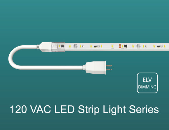 120VAC Pro-S LED Strip Lights are ELV dimmer compatible and feature multiple power cable options.