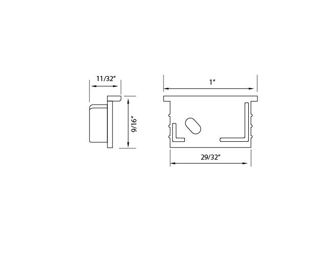 Aluminum Channel ANGLE RECESS-M Accessories - GLQ 1326 End Caps (pair)