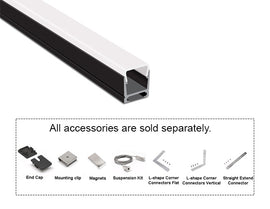 GL LED Skinny Dome YD-1418 Black Aluminum Channel with Milky Diffuser provides bright, even light diffusion in a slim profile. It is made from high-quality anodized aluminum for efficient heat dissipation and durability.