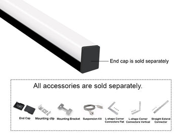 GL LED Square Dome YD-1604 Black Aluminum Channel with Milky Diffuser offers consistent, bright illumination in a sleek profile. It is made from durable anodized aluminum for efficient heat management and lasting strength.