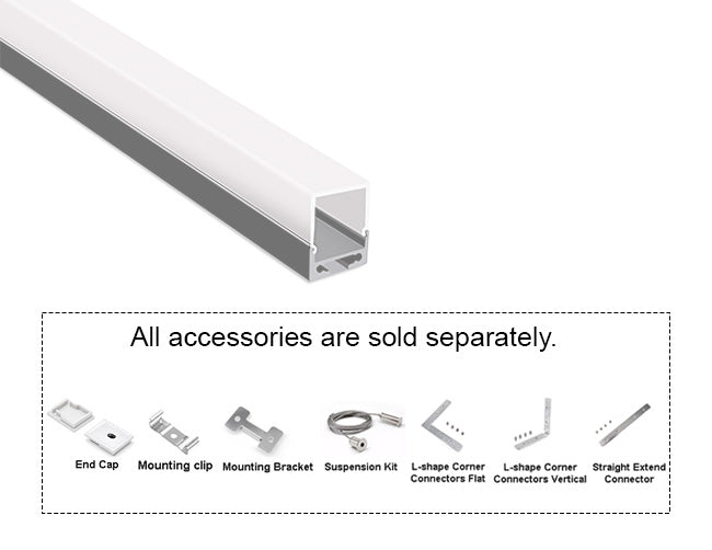 SQUARE DOME - YD 1604 Silver Aluminum Channel + Milky Diffuser - 94"