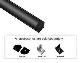 GL LED Round Corner S GLQ-1616 Black Aluminum Channel with Black Diffuser ensures soft, discreet lighting with a clean, dark finish. Built from anodized aluminum for efficient heat dissipation and durability, it’s well suited for premium LED lighting setups.