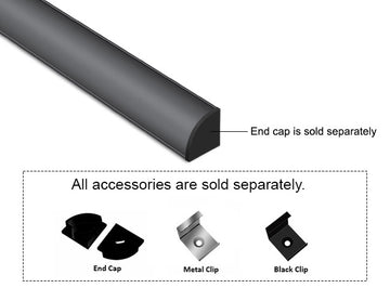 GL LED Round Corner S GLQ-1616 Black Aluminum Channel with Black Diffuser ensures soft, discreet lighting with a clean, dark finish. Built from anodized aluminum for efficient heat dissipation and durability, it’s well suited for premium LED lighting setups.