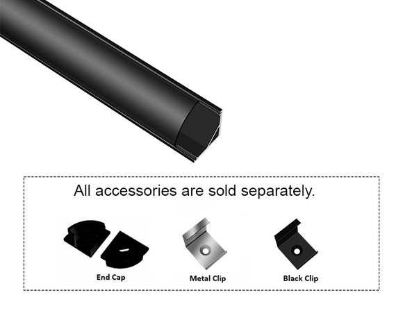 GL LED Round Corner S GLQ-1616 Black Aluminum Channel with Black Diffuser ensures soft, discreet lighting with a clean, dark finish. Built from anodized aluminum for efficient heat dissipation and durability, it’s well suited for premium LED lighting setups.