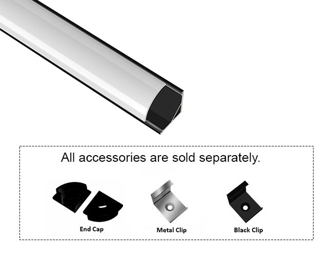 ROUND CORNER-S - YD 1002 Black Aluminum Channel + Milky Diffuser - 94"