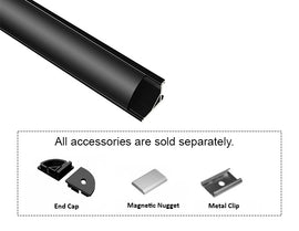 GL LED Round Corner S SL GLQ-1619 Black Aluminum Channel with Black Diffuser ensures subtle, low-glare illumination in a modern curved format. Crafted with anodized aluminum for effective heat dissipation and durability, it’s perfect for minimalist LED designs.