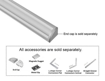 GL LED Round Corner S SL GLQ-1619 Silver Aluminum Channel with Clear Diffuser provides crisp, focused illumination along a rounded corner profile. Built from anodized aluminum for superior thermal control and lasting strength, it suits precision LED lighting applications.