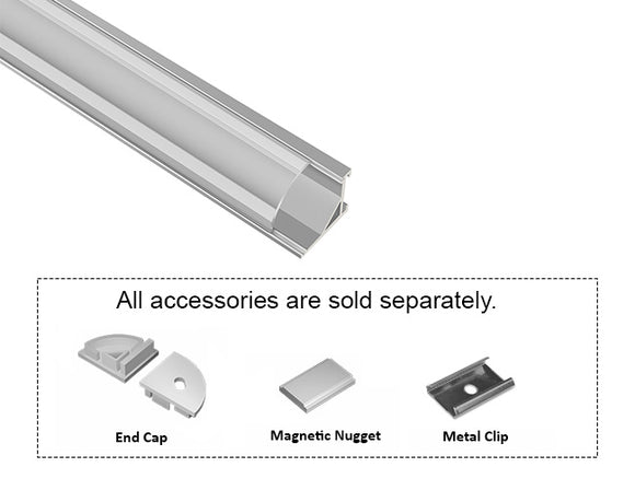 GL LED Round Corner S SL GLQ-1619 Silver Aluminum Channel with Clear Diffuser provides crisp, focused illumination along a rounded corner profile. Built from anodized aluminum for superior thermal control and lasting strength, it suits precision LED lighting applications.