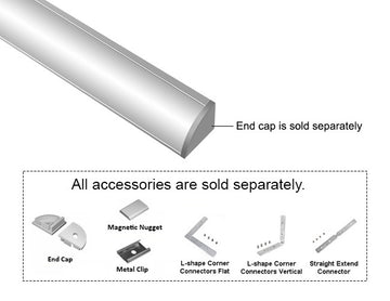 GL LED Round Corner S SL GLQ-1619 Silver Aluminum Channel with Milky Diffuser delivers soft, even light spread via a curved corner profile. Engineered for efficient heat dissipation and durability, it’s ideal for modern LED strip installations.