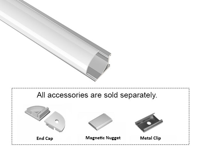 ROUND CORNER-S-SL - GLQ 1619 Silver Aluminum Channel + Milky Diffuser - 94"
