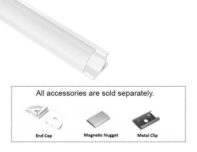 ROUND CORNER-S-SL - GLQ 1619 White Aluminum Channel + Milky Diffuser - 94"