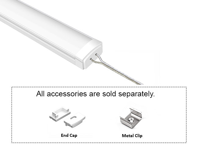 LED Light Connector with Aluminum Channel - SLIM FLAT GLQ 1709 White Channel + Milky Diffuser -94"