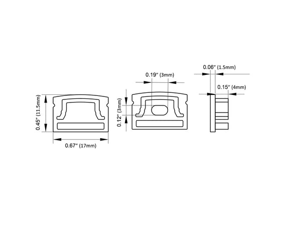 Aluminum Channel SLIM FLAT-SL Accessories - GLQ 1711 End Caps (pair)