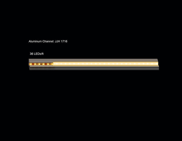 ANGLE RECESS - JH 1716 Black Aluminum Channel + Milky Diffuser - 24"/94" - 7
