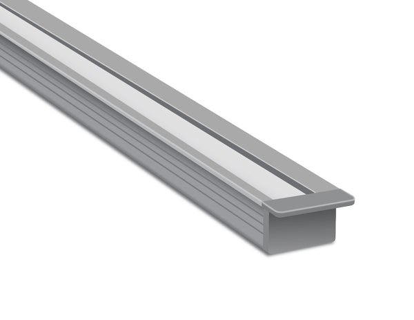 ANGLE RECESS - JH 1716 Silver Aluminum Channel + Milky Diffuser - 24" - 2