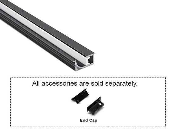 WASH RECESS - JH 1722 Black Aluminum Channel + Milky Diffuser - 24"