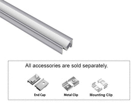 ANGLE RECESS - GLQ 1811 Silver Aluminum Channel + Milky Diffuser - 94" - 0