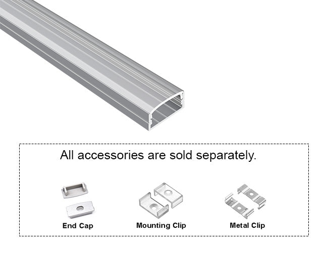 WIDE FLAT - YD 2002 Silver Aluminum Channel + Clear Diffuser - 94"