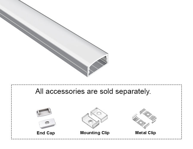 WIDE FLAT - YD 2002 Silver Aluminum Channel + Milky Diffuser - 94"
