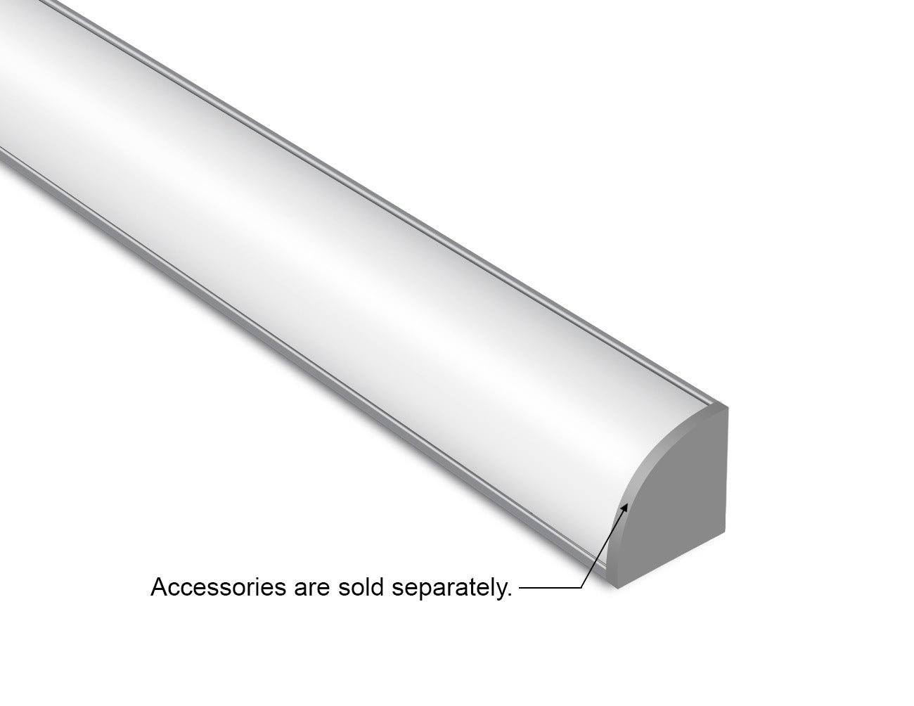ROUND CORNER-L - YD 2004 Silver Aluminum Channel + Milky Diffuser - 94"