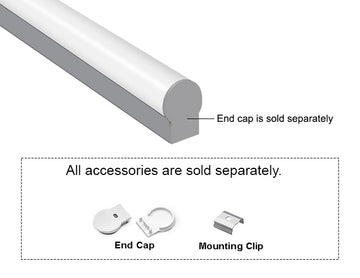 Round Surface A 2033 Silver Aluminum Channel with Milky Diffuser delivers smooth, uniform illumination with a clean, modern design. Its curved housing enhances light diffusion, making it ideal for architectural lighting.