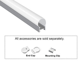 ROUND SURFACE - A 2033 Silver Aluminum Channel + Milky Diffuser - 94“ - 0