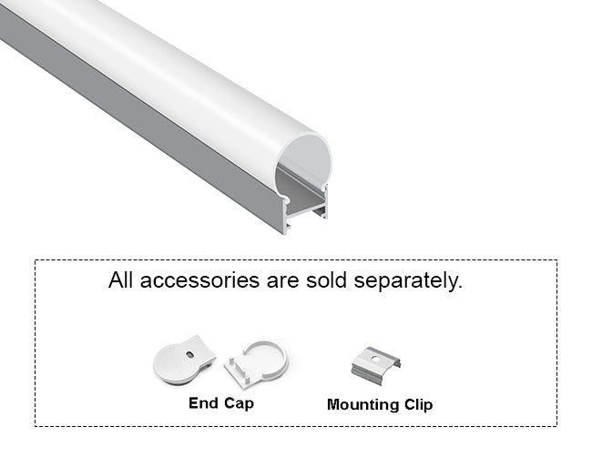 ROUND SURFACE - A 2033 Silver Aluminum Channel + Milky Diffuser - 94“