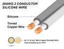 20AWG 2 conductor silicone wire with tinned copper conductor for high temperature wiring