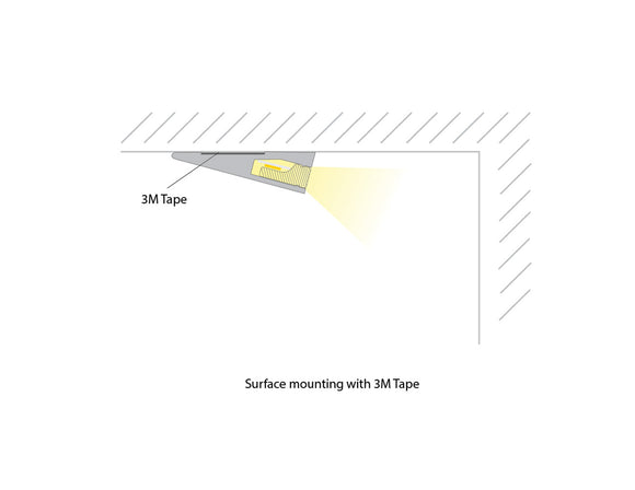 SLIM TRIANGLE INDIRECT PROFILE - GLQ 2207B Black Aluminum Channel + Milky Silicone Cover - 94"