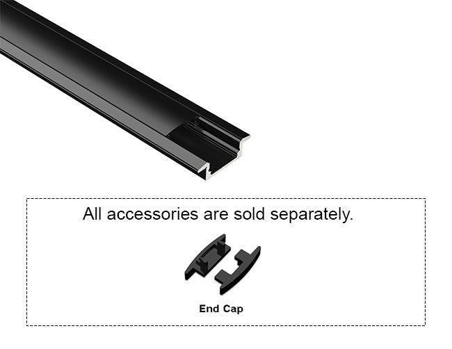 SLIM SHALLOW RECESS - GLQ 2309 Black Aluminum Channel +Black Diffuser - 94"