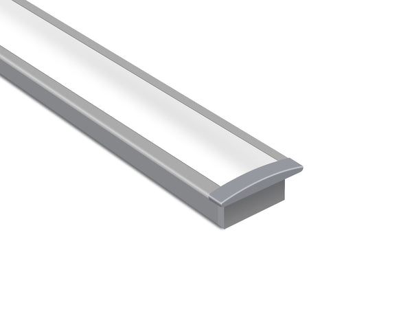 SLIM SHALLOW RECESS - GLQ 2309 Silver Aluminum Channel + Milky Diffuser - 94" - 2