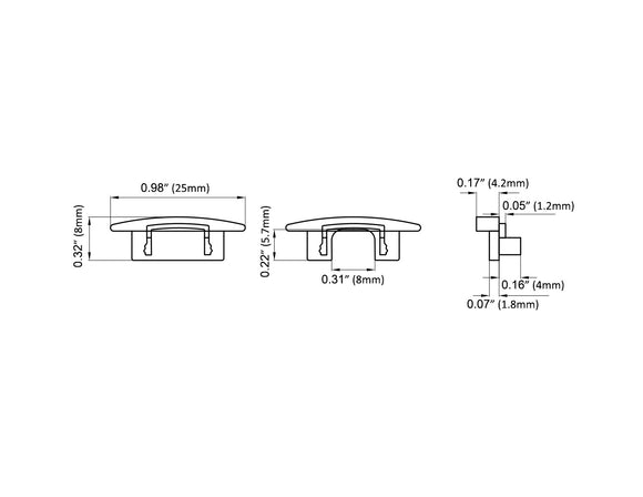 Aluminum Channel SLIM SHALLOW RECESS Accessories - GLQ 2309 End Caps (pair)