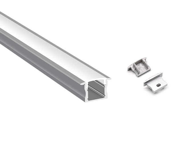 SLIM RECESS - YD 1201 Silver Aluminum Channel + Milky Diffuser - 94"