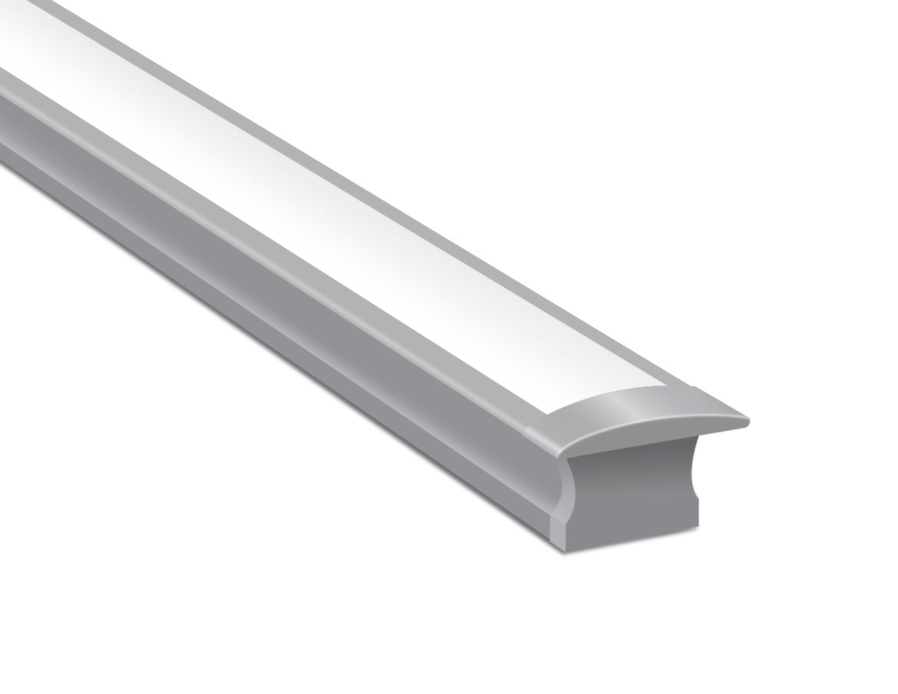 SLIM RECESS - YD 1201 Silver Aluminum Channel + Milky Diffuser - 94"